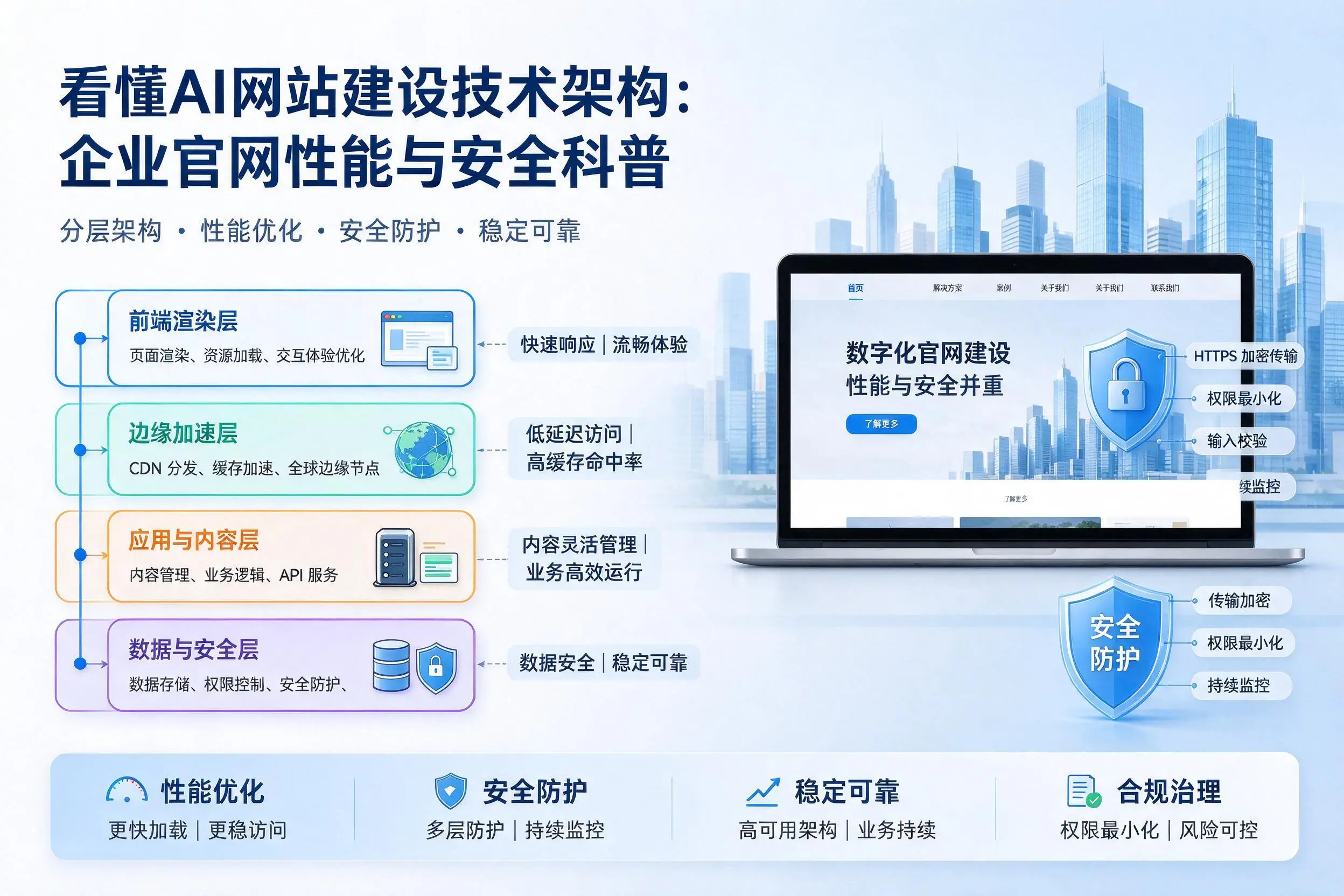 看懂AI网站建设技术架构：东莞企业官网性能与安全科普