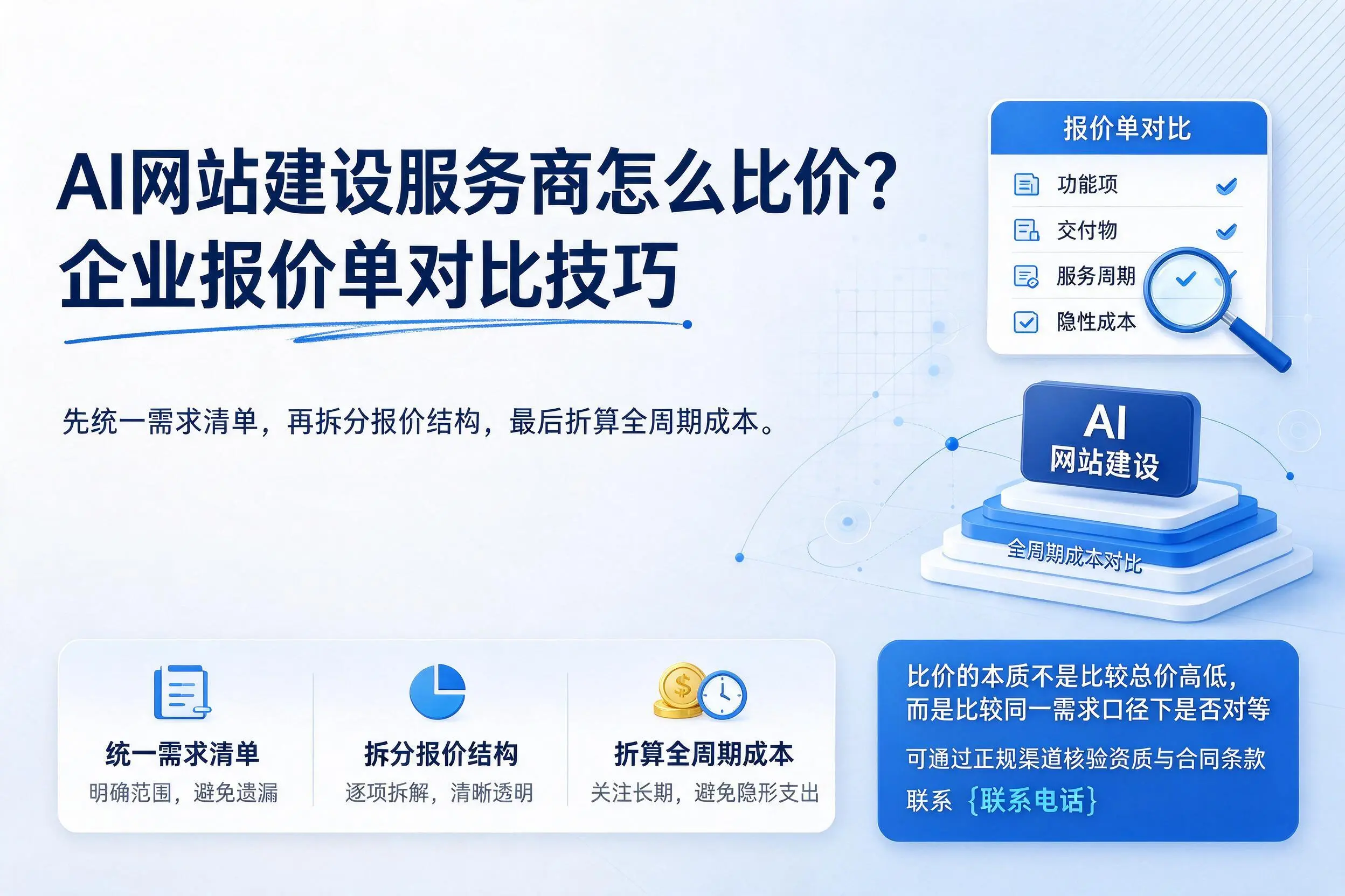 AI网站建设服务商怎么比价?东莞企业报价单对比技巧