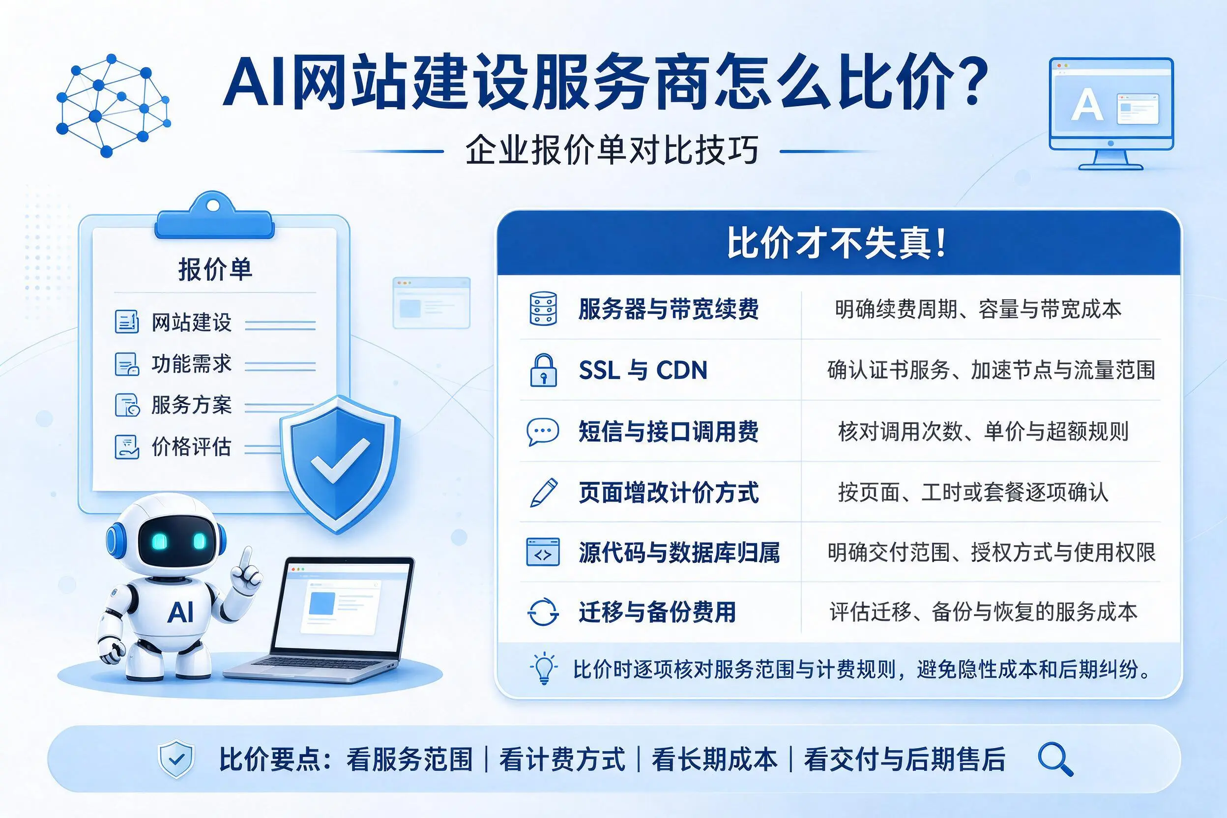 AI网站建设服务商怎么比价?东莞企业报价单对比技巧
