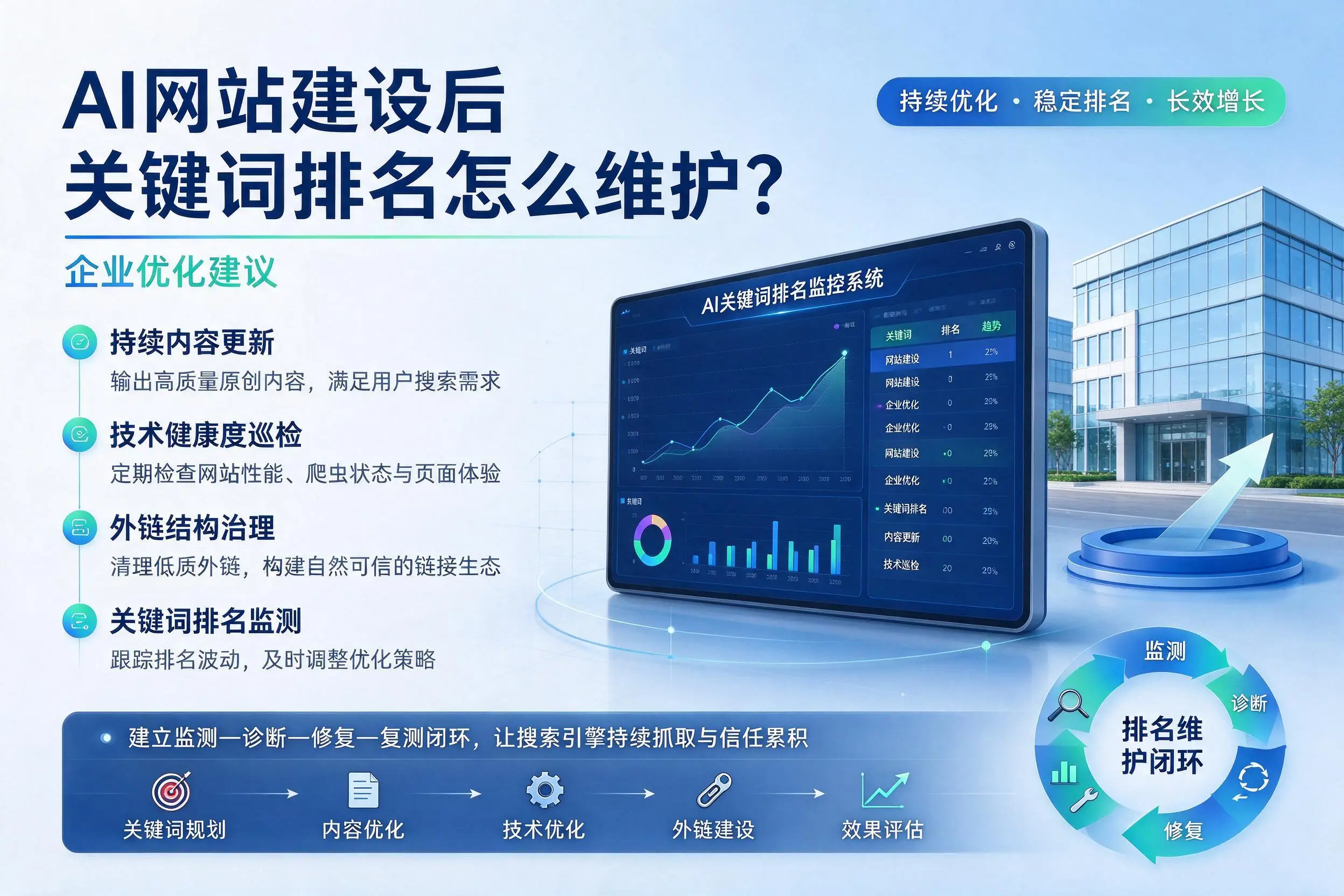 AI网站建设后关键词排名怎么维护？东莞企业优化建议